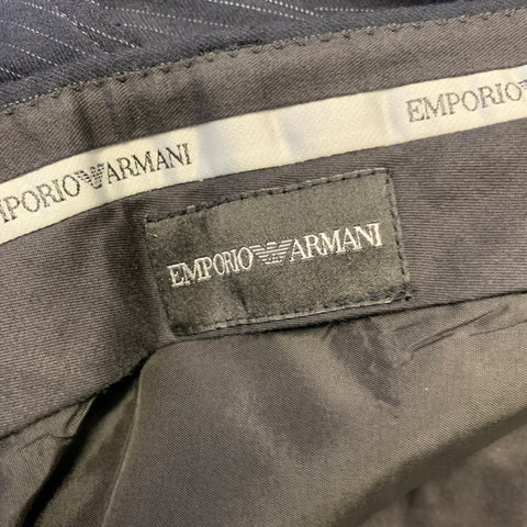 EMPORIO ARMANI Chest Size 40 Navy White Pinstripe Wool Blend 34 30 Suit