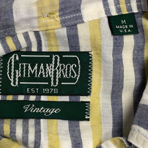GITMAN BROS VINTAGE Size M White Grey Yellow Plaid One Pocket Long Sleeve Shirt