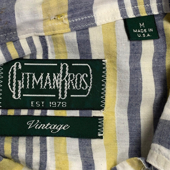 GITMAN BROS VINTAGE Size M White Grey Yellow Plaid One Pocket Long Sleeve Shirt