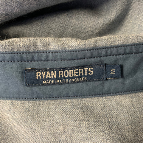 RYAN ROBERTS Size M Blue Heather Cotton Wool Button Up Long Sleeve Shirt