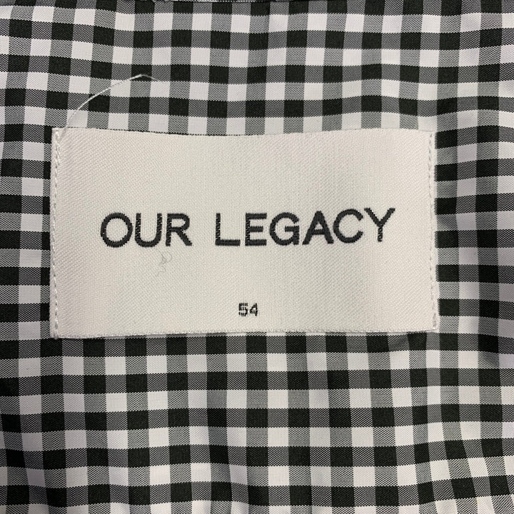 OUR LEGACY Size 44 Black White Gingham Polyester One Pocket Long Sleeve Shirt