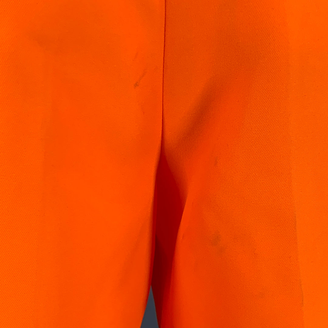 WALTER VAN BEIRENDONCK SS22 Size 32 Korova Neon Orange Polyester Pleated Zip Fly Shorts