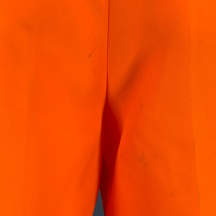 WALTER VAN BEIRENDONCK SS22 Size 32 Korova Neon Orange Polyester Pleated Zip Fly Shorts