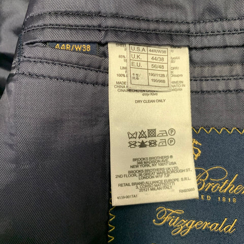 BROOKS BROTHERS Size 44 Navy Wool Polyester Sport Coat
