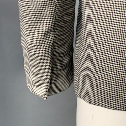 GUCCI Size 4 Black White Wool Blend Houndstooth Single Button Jacket Blazer