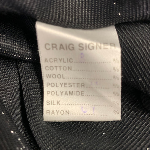 CRAIG SIGNER Size M Black Silver Metallic Polyamide Button Up Long Sleeve Shirt