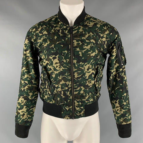 SCHOTT Cazadora bomber de poliéster de camuflaje verde Talla M