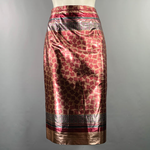 BURBERRY PRORSUM SS13 Size 8 Purple Multi Color Polyester Geometric Pencil Skirt