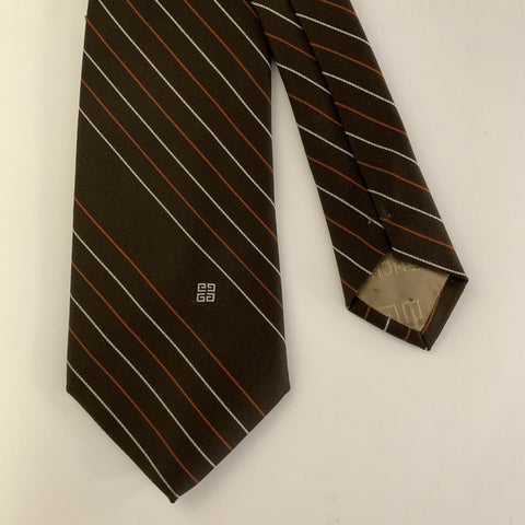 GIVENCHY Brown Red Diagonal Silk Tie