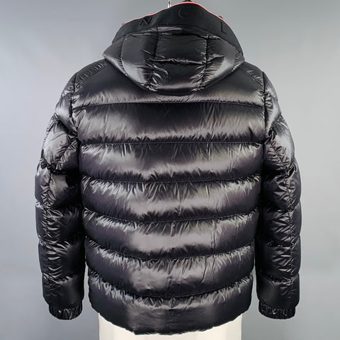 MONCLER Size XL Pavin Black Polyamide Hooded Jacket