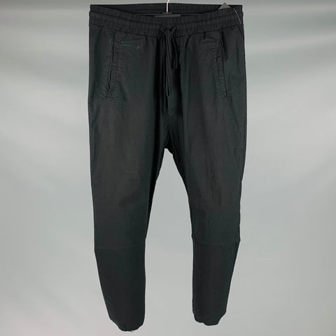 THOM KROM Pantalones casuales de tiro caído de lino y algodón negro Talla S
