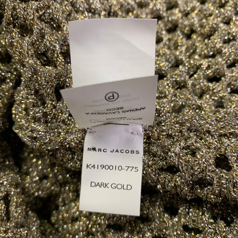 MARC JACOBS Size L Runway 2018 Gold Nylon Metallic Knit Mesh Cardigan