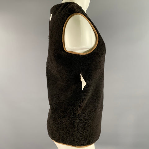 MAISON MARTIN MARGIELA Size M Brown Reversible Shearling Full Zip Vest