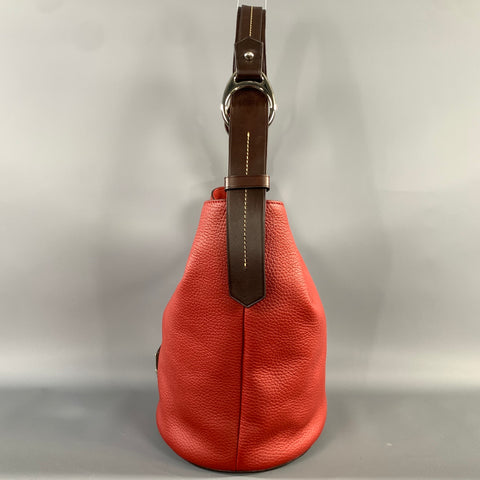 DOONEY BOURKE SS2019 Red Brown Pebble Grain Leather Bucket Bag