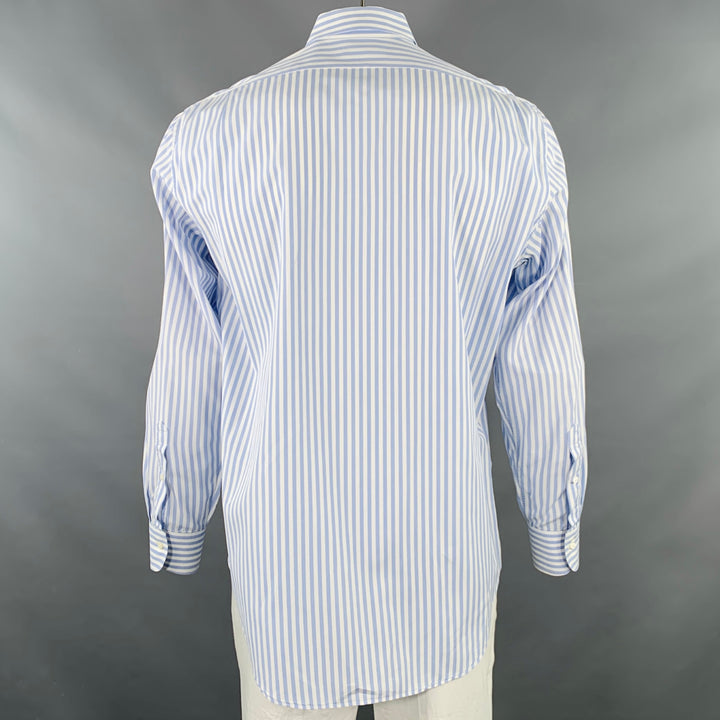 SID MASHBURN Size L Blue White Stripe Cotton One Pocket Long Sleeve Shirt