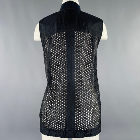 ALEXANDER WANG Size 0 Navy Polyester Perforated Zip Up Vest
