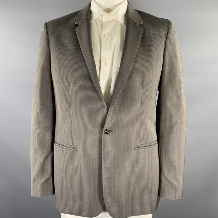 MAISON MARGIELA Size 42 Grey White Pinstripe Wool Notch Lapel Sport Coat