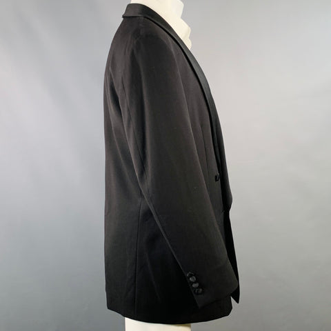 SAMUELSOHN Size 40 Black Wool Shawl Collar Double Breasted Tuxedo