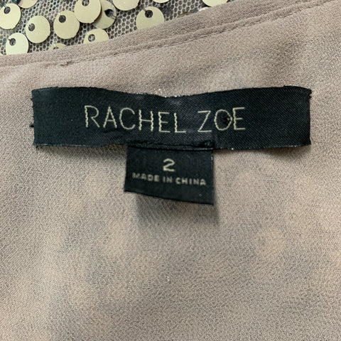 RACHEL ZOE Size 2 Gold Polyester Sequined Shift Dress