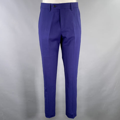 ACNE STUDIOS Costume Cranté Bleu en Laine Mélangée Taille 36