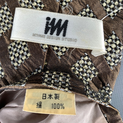 ISSEY MIYAKE Brown White Plaid Silk Tie