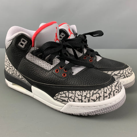 NIKE Talla 6 Zapatillas altas de cuero con patrones mixtos en negro y gris
