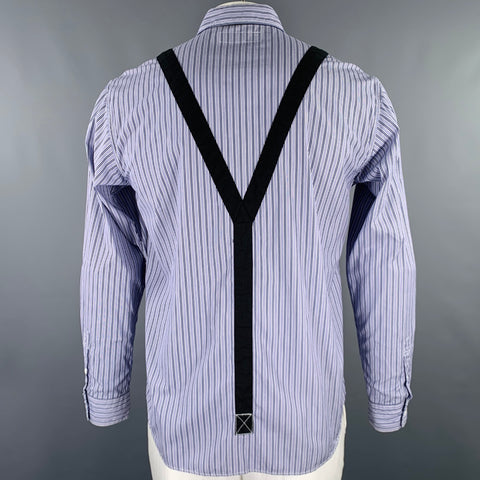 NEIGHBORHOOD Size L Blue Black & White Stripe Cotton Long Sleeve Shirt