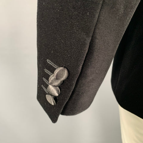 TED BAKER Size 42 Black Velvet Cotton Peak Lapel Sport Coat