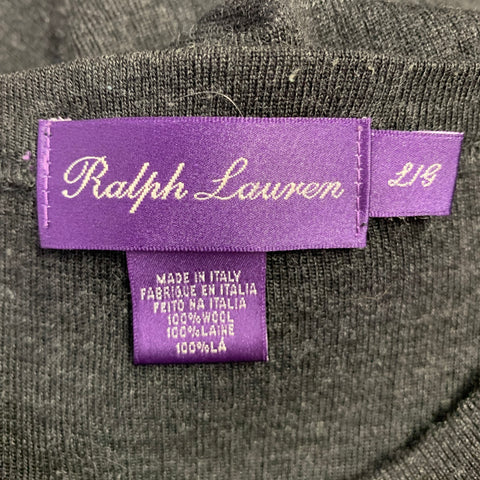 RALPH LAUREN Size L Grey Ribbed Wool Crew Neck Pullover