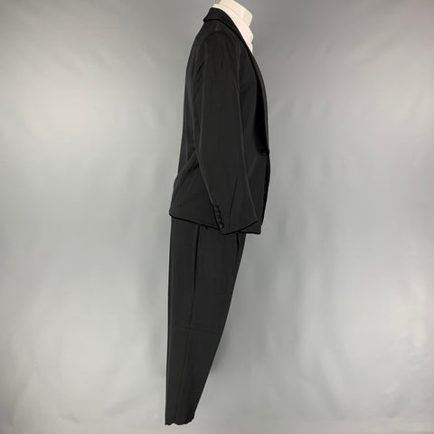 MATSUDA Size S Black Solid Wool Shawl Collar 30 29 Suit