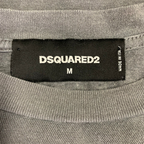DSQUARED2 Size M WTF Bear Grey Black Cotton Short Sleeve T-shirt