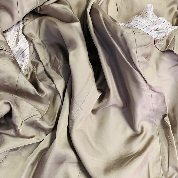 ERMENEGILDO ZEGNA Size 42 Beige Taupe Herringbone Cashmere Silk Sport Coat