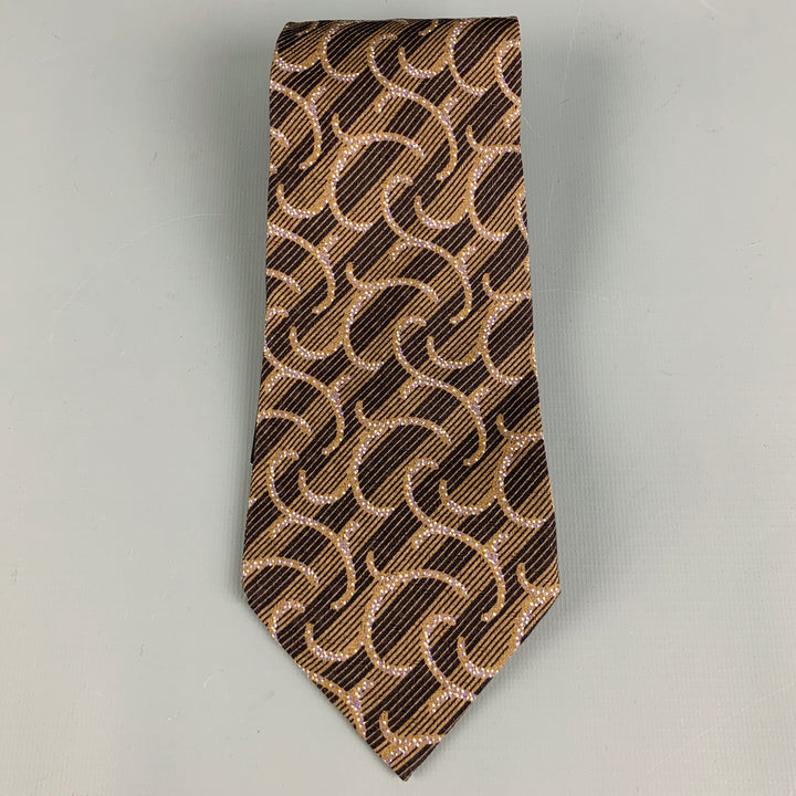 GIORGIO ARMANI Brown Swirls Silk Tie