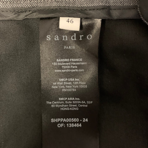 SANDRO Size 38 Grey Heather Wool Elastic Pants