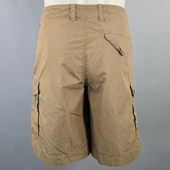 OUR LEGACY Size 30 Brown White Stripe Cotton Blend Cargo Shorts