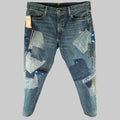 Patchwork jeans with a beige background