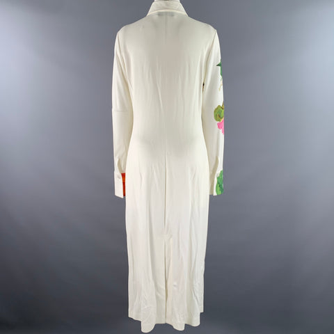 OSCAR DE LA RENTA Size 10 White Viscose Elastane Floral Maxi Dress