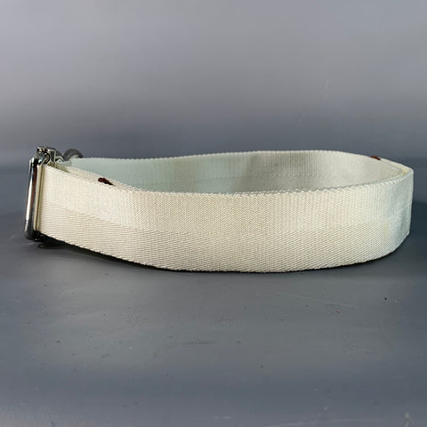 RALPH LAUREN Taille M Ceinture Nylon Cuir Blanc Marron