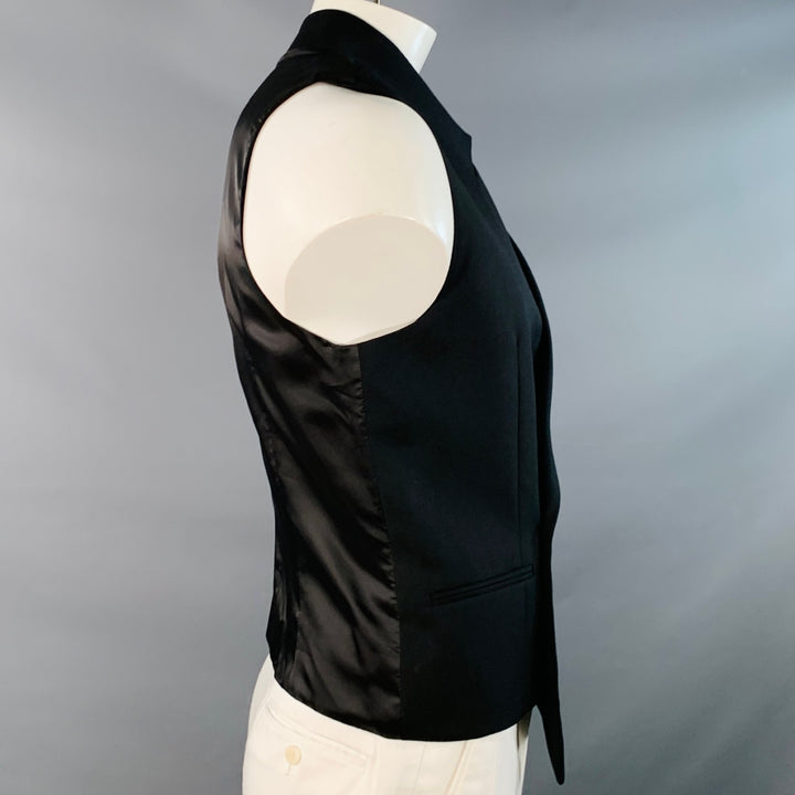 ALEXANDER MCQUEEN Size 42 Black Wool Asymmetrical Peak Lapel Vest