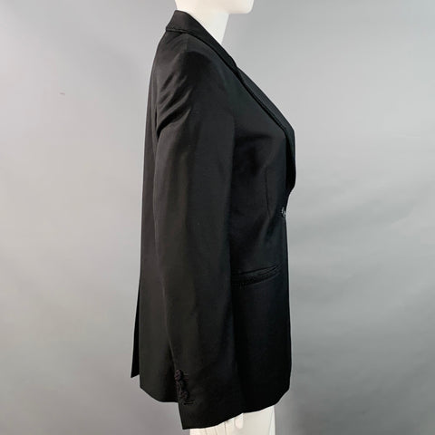 PAUL SMITH Size 6 Black Wool Twill Notch Lapel Jacket Blazer