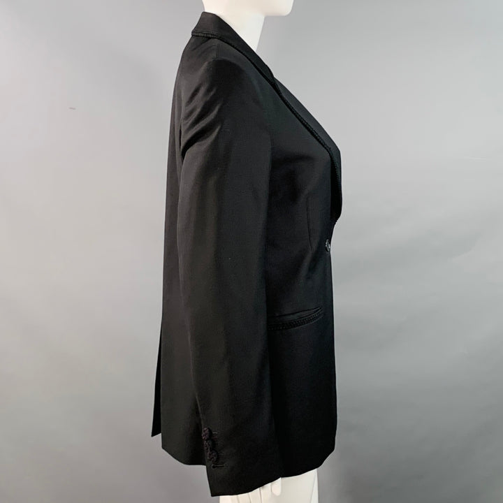 PAUL SMITH Size 6 Black Wool Twill Notch Lapel Jacket Blazer