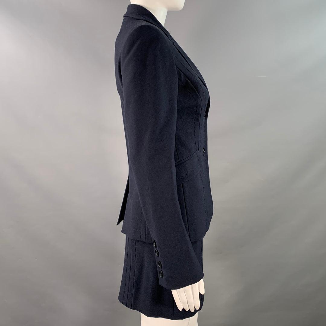 FUTURE OZBEK Size 4 Navy Polyamide Blend Single Breasted Blazer Mini Skirt Set