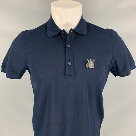 BURBERRY PRORSUM Fall 2015 Size M Navy Cotton Bug Pin Polo