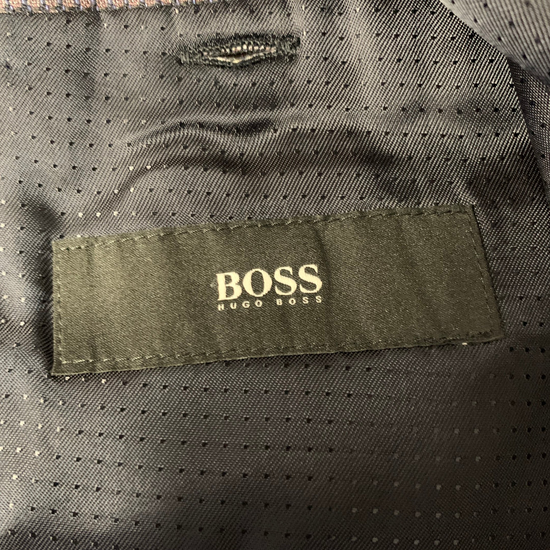 HUGO BOSS Size 38 Purple Check Wool Linen Sport Coat