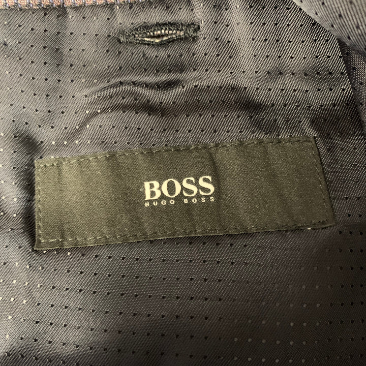 HUGO BOSS Size 38 Purple Check Wool Linen Sport Coat