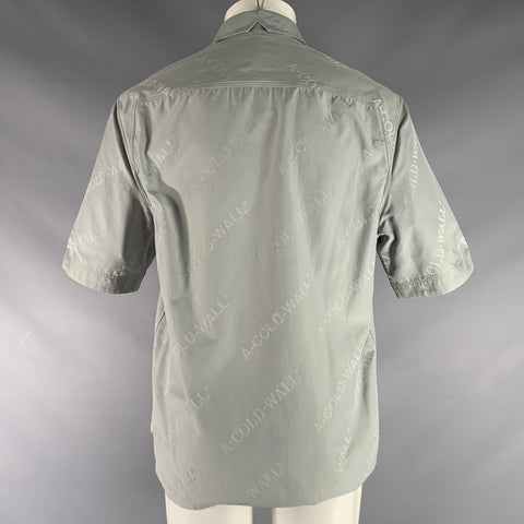 A-COLD-WALL Size M Grey Monogram Polyamide Pop-Over Short Sleeve Shirt