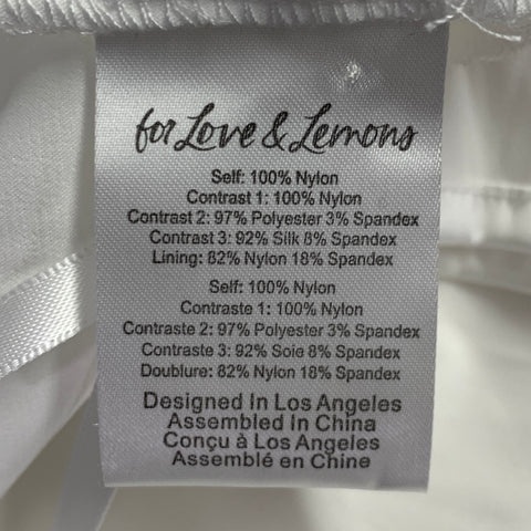 FOR LOVE & LEMONS Size L White Nylon Ruffled Lace Strapless Corset Dress