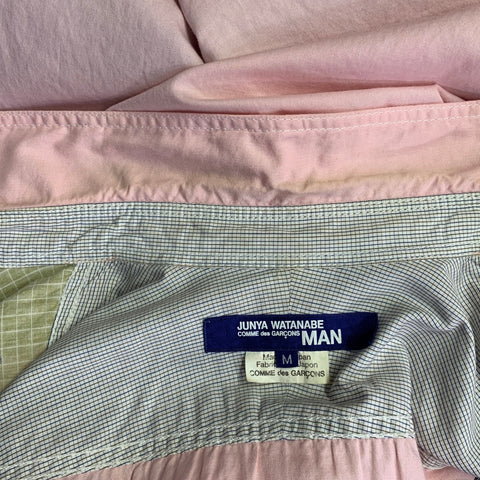JUNYA WATANABE Size S Pink Multi Color Camo Plaid Two Pockets Long Sleeve Shirt