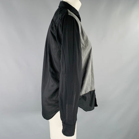 COMME des GARCONS Size S Black Grey Polyester Cotton Mixed Fabrics Shirt