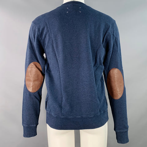MAISON MARGIELA Size S Navy Brown Cotton Elbow Patches Sweatshirt